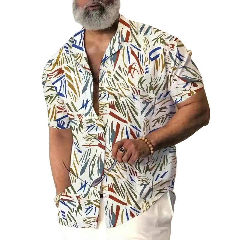 Hawaiihemd Sommer Hawaiian Herren Hemd Strand Vintage Muster Print Kurzarm Männer Kleidung