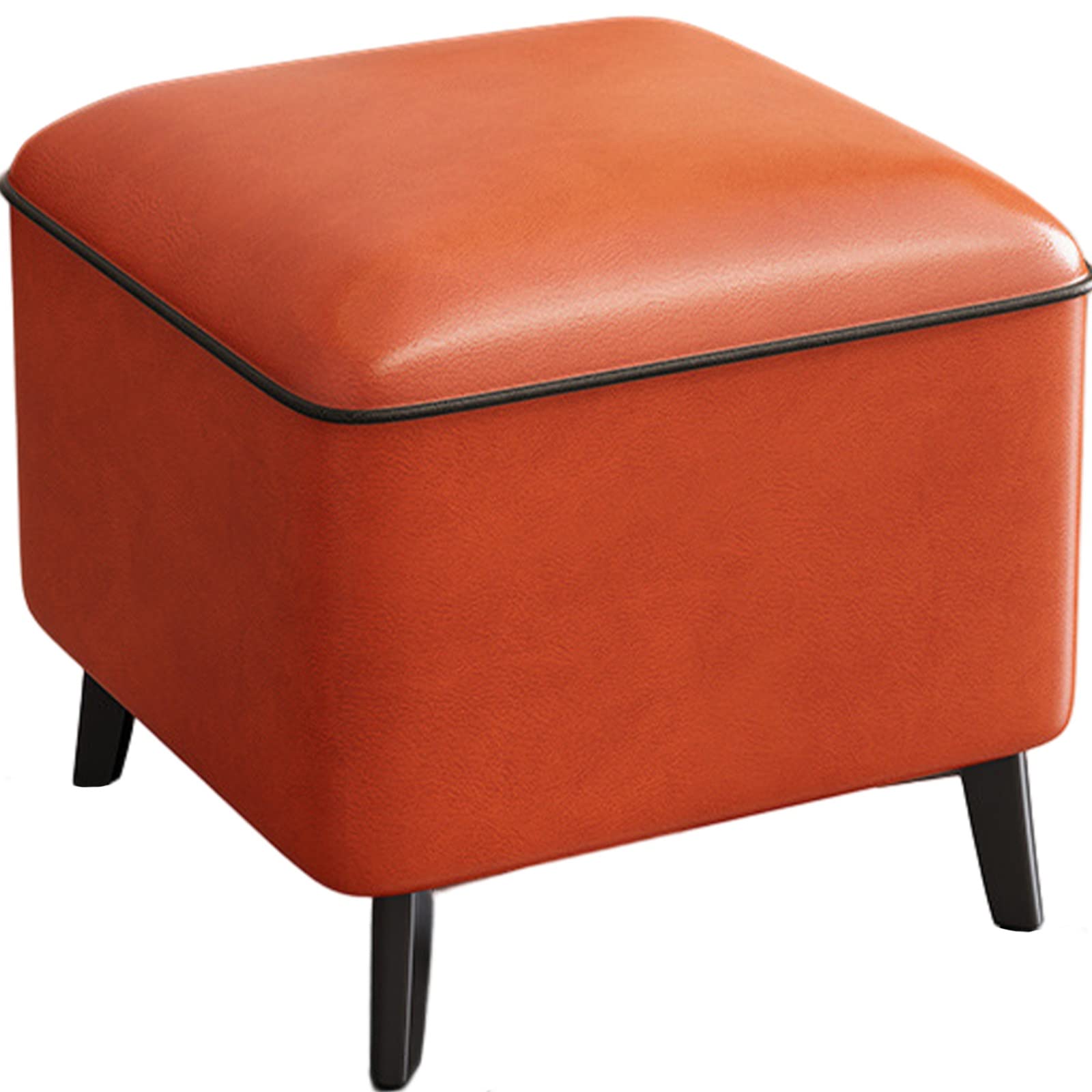 LMMIAOZ Leather Tufted Small Footrest Stool Cube Foot Rest Bench for Bedroom Living Room Office Red