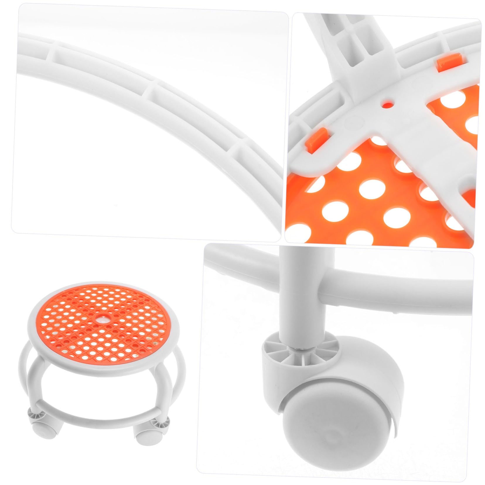 FRCOLOR Sgabello Girevole Basso Rotelle per Pedicure e Manicure | Poltrona per Unghie dei Clienti, Struttura in Plastico, Uso in Salone e Officina
