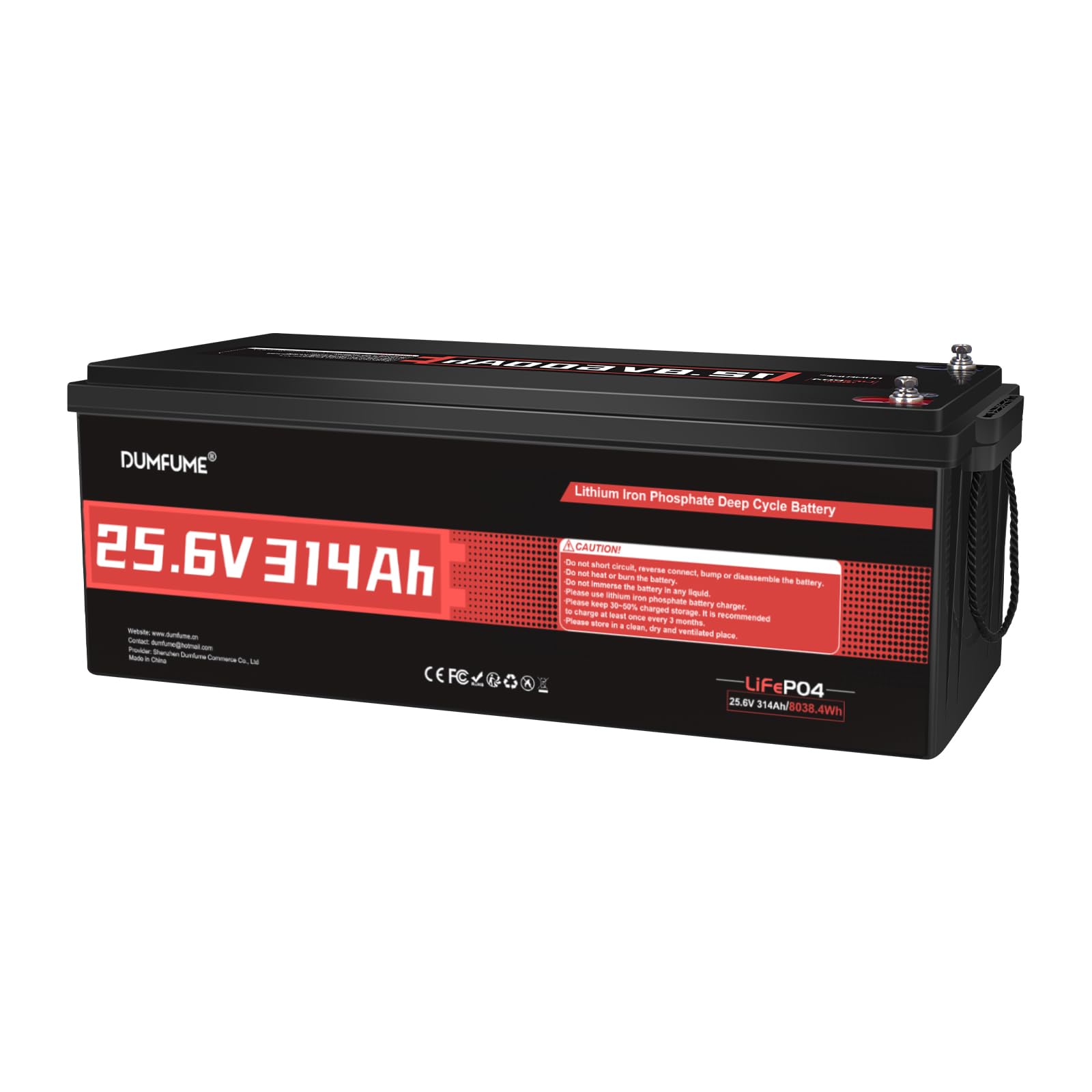 24V 314Ah LiFePO4 Lithium Batterie mit 200A BMS, 15000 Tiefentladen Zyklen 300Ah LiFePO4 Batterie, IP65 & Kälteschutz Solarbatterie, 8kWh Energie für Wohnmobile, Boote und Heimspeicher