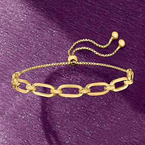 Ross-Simons Italian 18kt Gold Over Sterling Paper Clip Link Bolo Bracelet4