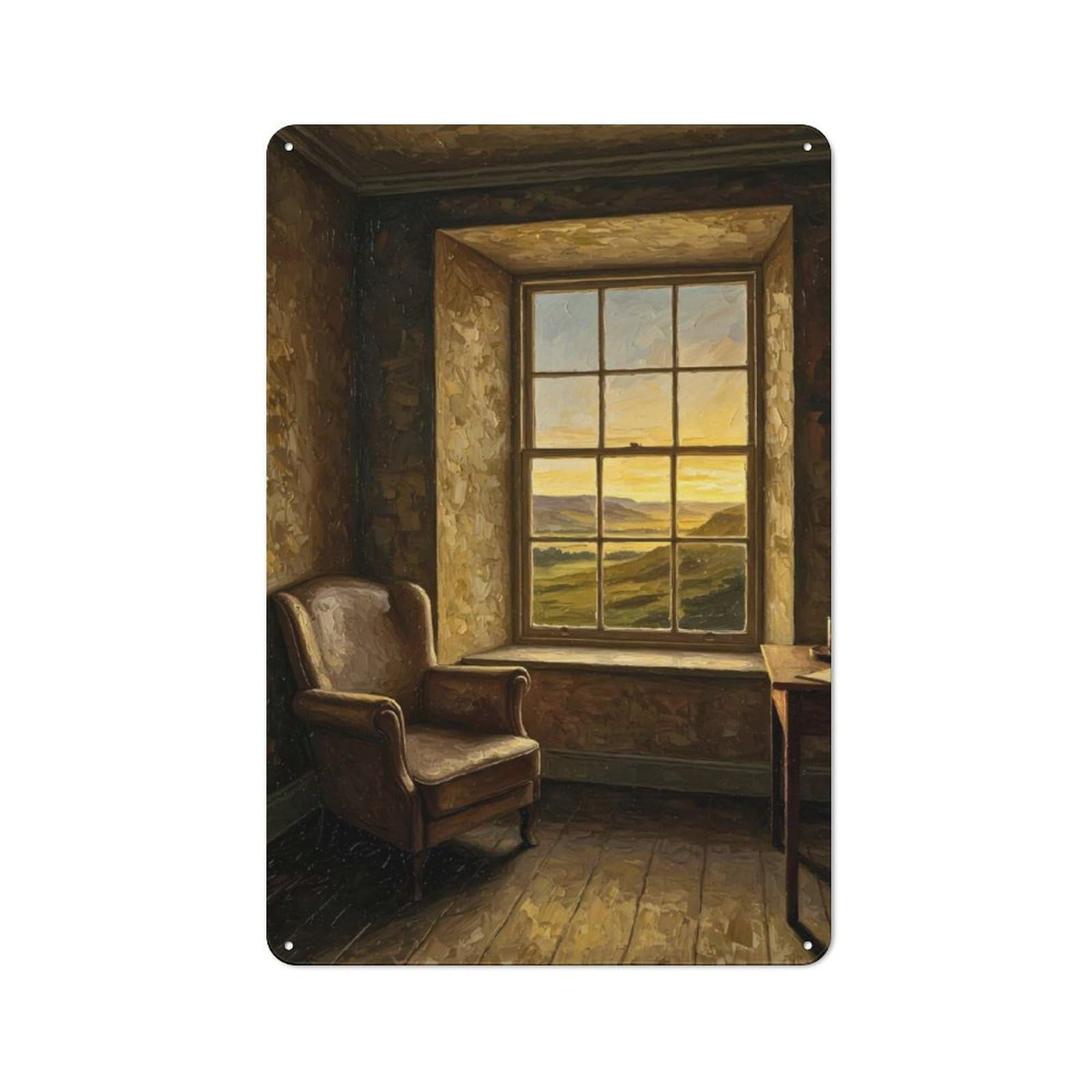 Metal Wall Sign 30x20cm Featuring Cozy Corner with View for Café Or Home Bar, for Collectors Decorating Cafés And Home Bars