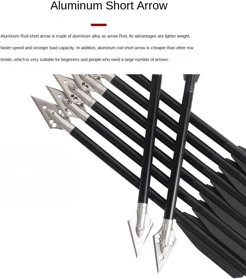 24pcs 17cm Short Arrow Hunting Arrow Removable Arrowheads for Outdoors Hunting Shooting Accessories