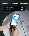 Portable Charger 22.5W Fast Charging for iPhone with Built-in Cable, VRURC 10000mAh USB C Battery Pack, Cell Phone Power Bank for iPhone 17 16 15 Series Android Tablet, Black(1 Pack) | 10000mAh Compact Portable Phone Charger, 5 Outpputs USB C Battery