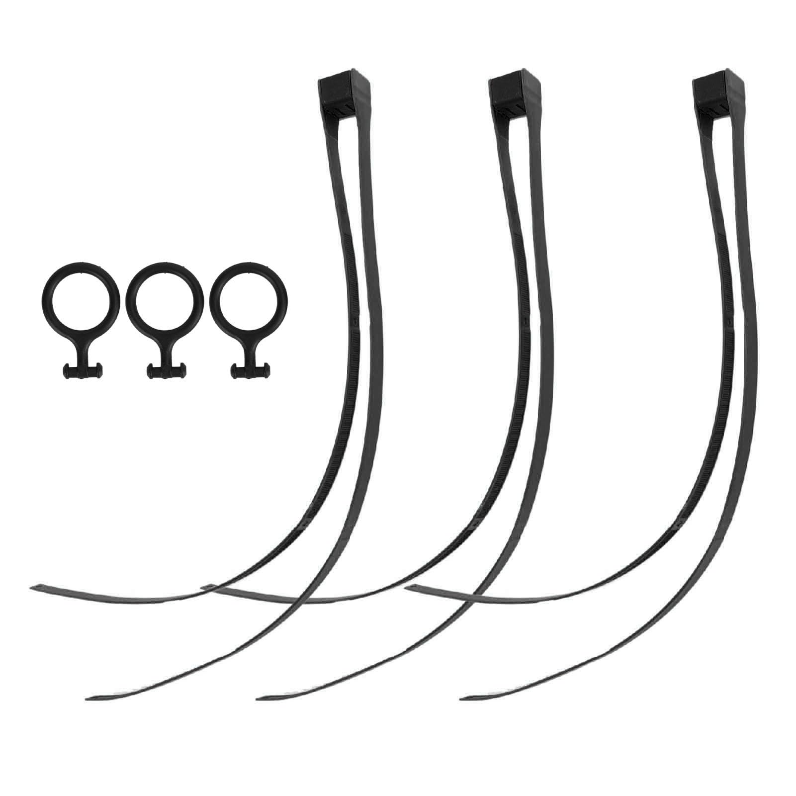 Brida para cables de nailon, sujeción autoblocante, bridas para cables con cremallera resistentes al desgaste para equipos deportivos al aire con 3 anillos colgantes, 3 uds. (negro)