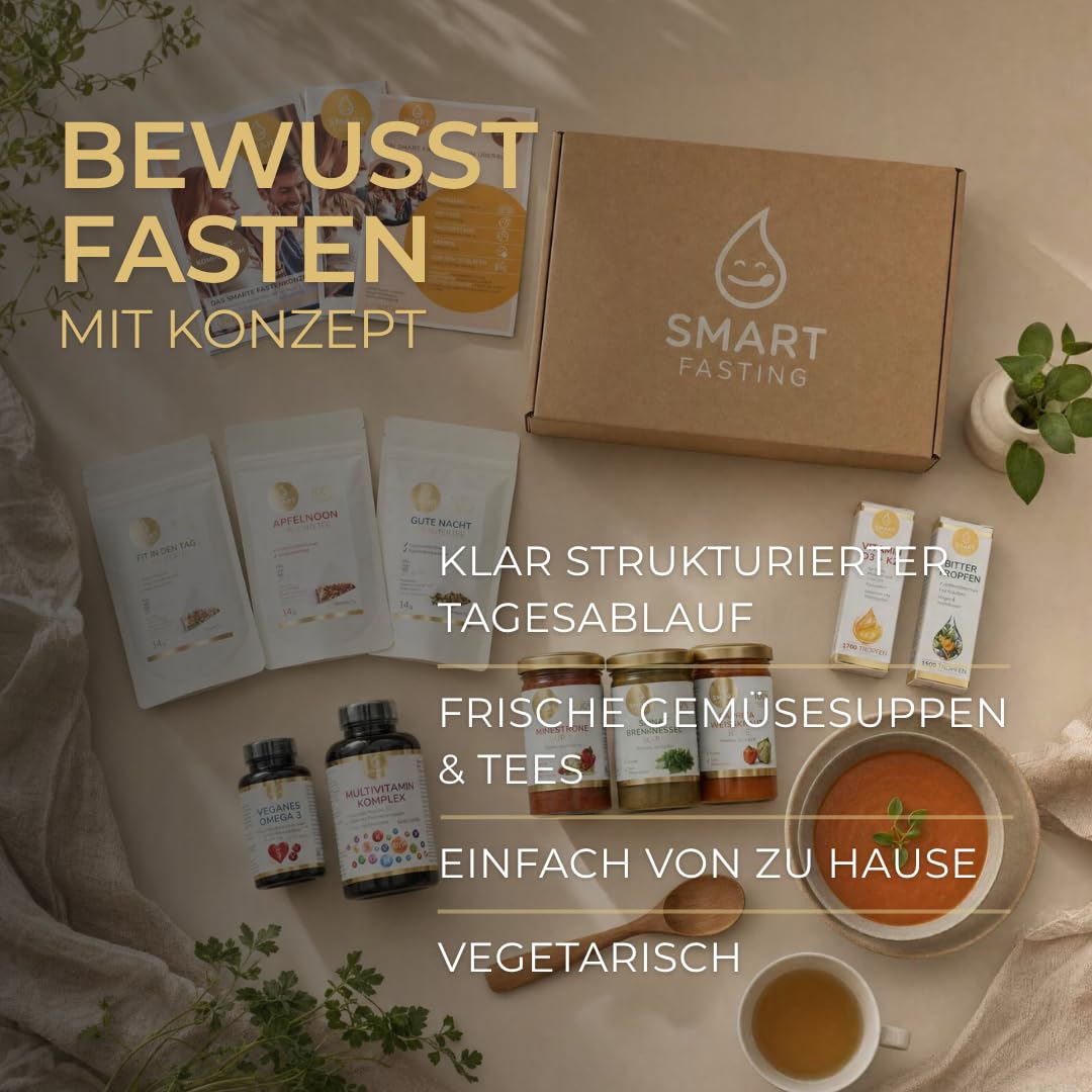 Smart Fasting® Complete Five – 5-Tage-Fastenbox | Ganzheitliches Suppenfasten mit 12 Suppen, Kräutertees & Mikronährstoffen | All-in-One Wohlfühlroutine für Leichtigkeit & Achtsamkeit