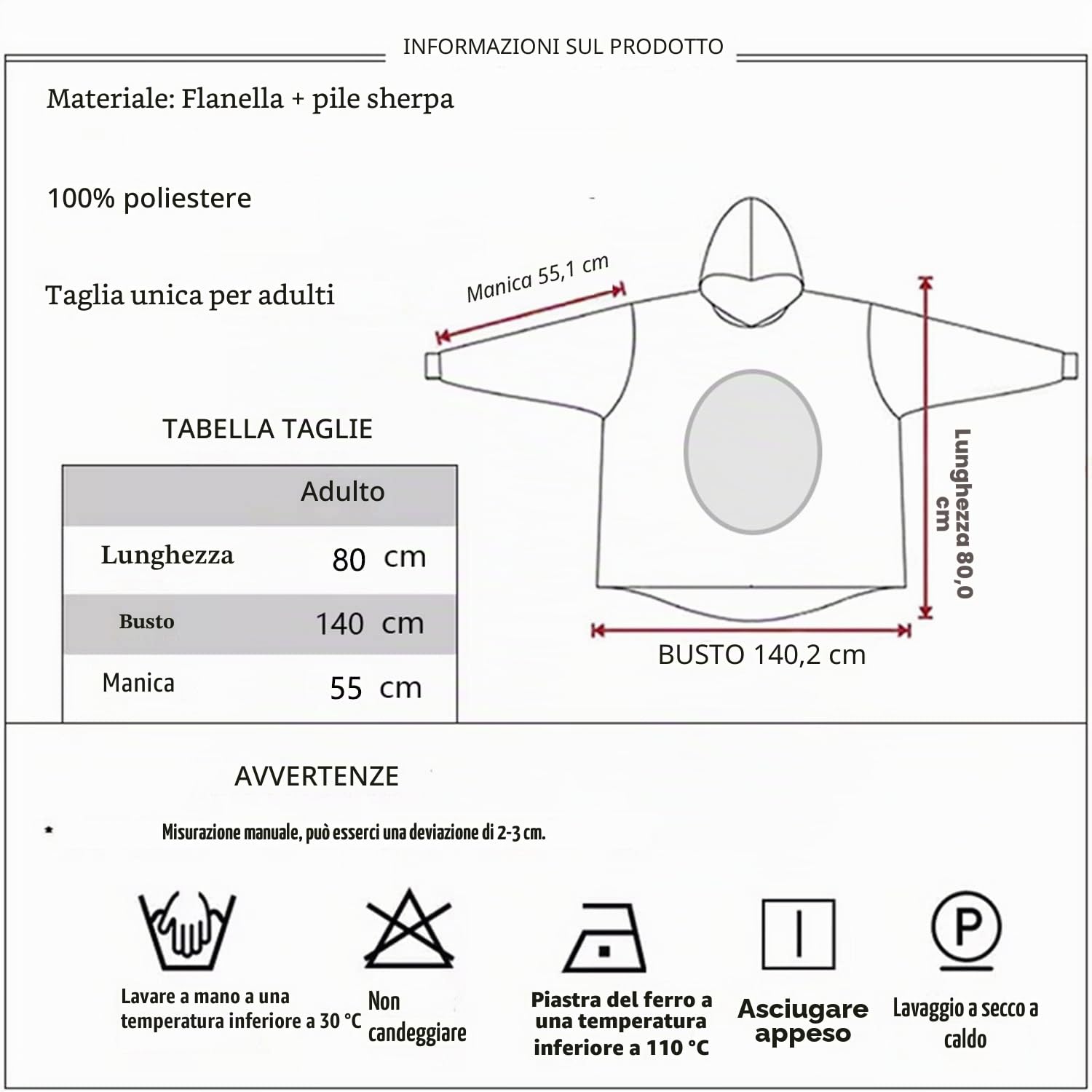 Felpa Coperta Indossabile con Cappuccio Donna e Uomo, Oversize Coperta Plaid con Maniche Poncho in Pile Sherpa Morbida e Calda