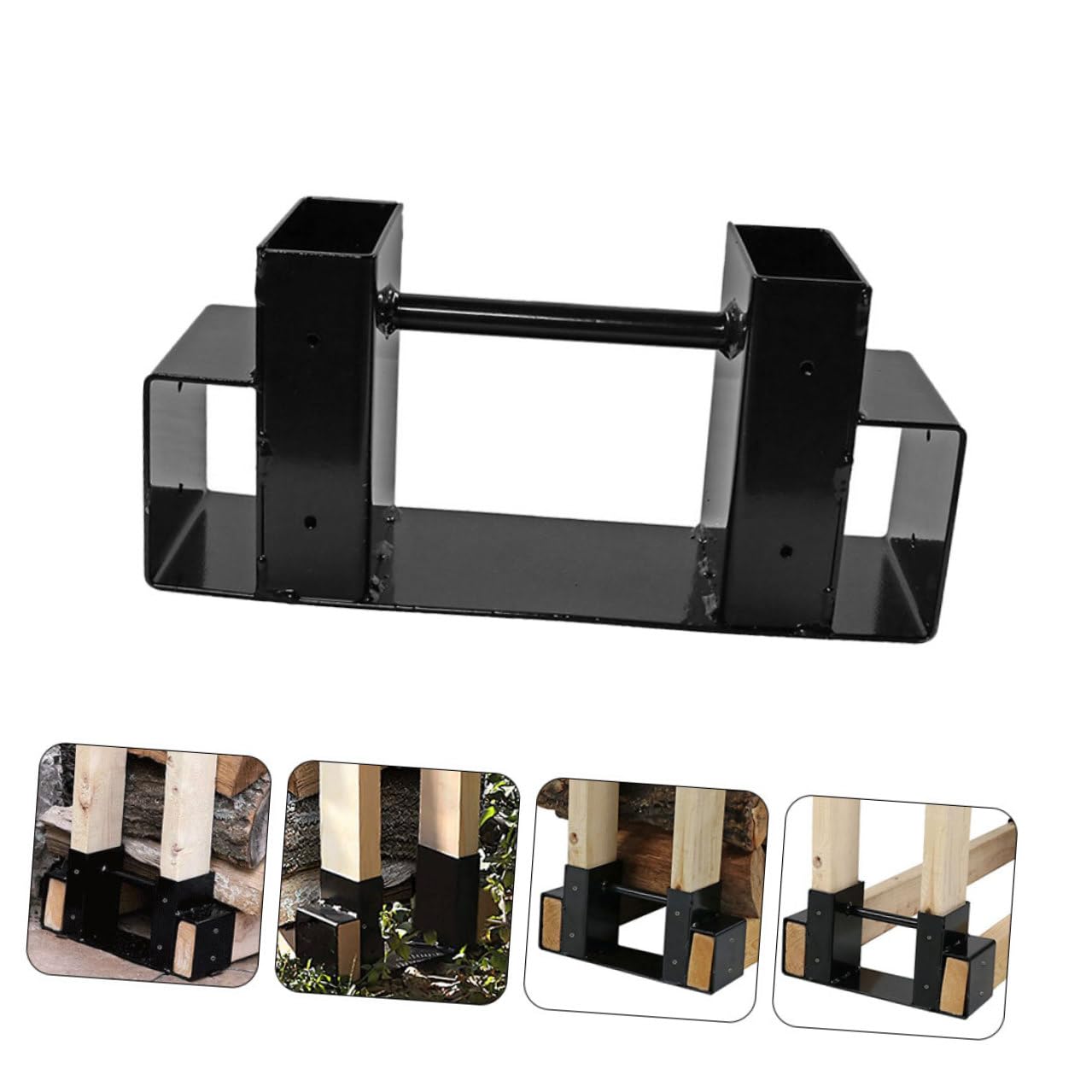 Mipcase Supporto per Legna da Ardere in Ferro Nero, Scaffale Salvaspazio per Esterni, Organizzatore Portaoggetti Resistente e Antiruggine per Giardino e Terrazza
