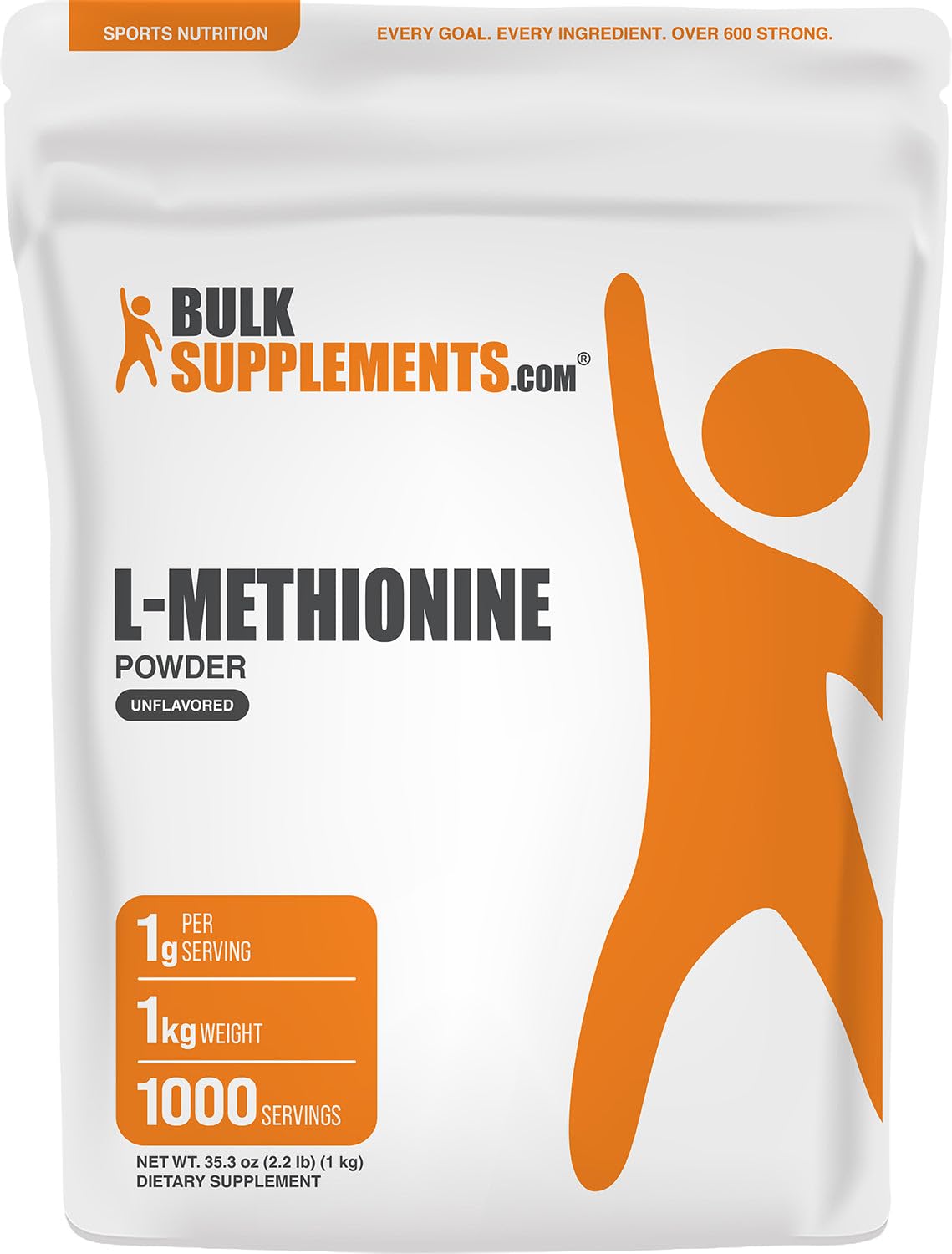 BulkSupplements.com L-Methionine Powder - Amino Acids Nutritional Supplements, Choline Supplements, Antioxidants Supplement - Gluten Free, 1g per Serving, 500g (1.1 lbs) (Pack of 1) — Amazon image 7