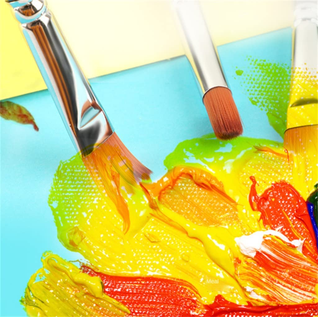 BATLAM Set di pennelli Multiuso da 12 Pezzi per Set di pennelli per Pittura ad Olio Forniture artistiche per Principianti in Capelli di Nylon (Color : A, Size (A As The Picture Shows)