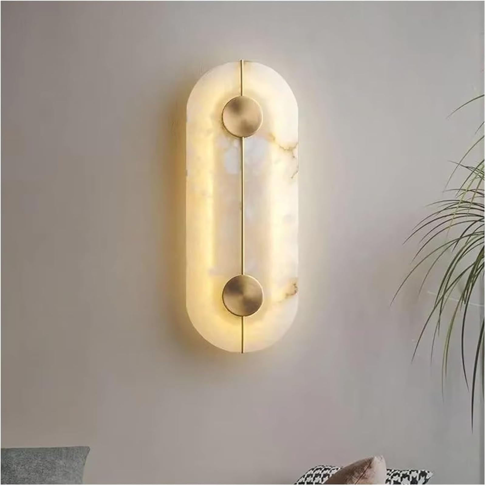 SMCCYYSD Modern Natural Marble Wall Lamp Bedroom Bedside Living Room Background Copper Alabaster Lighting Versatile T-155