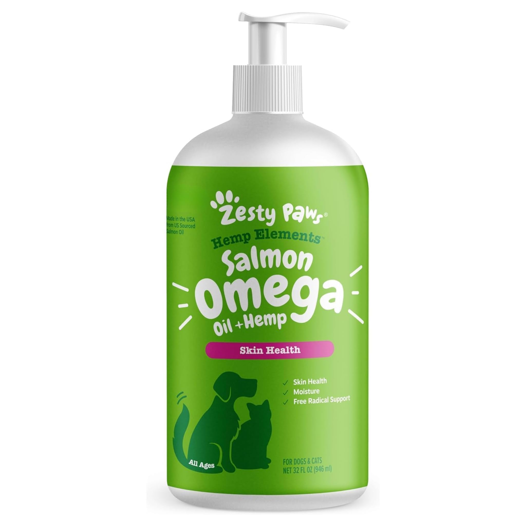 Zesty Paws Salmon Omega Oil Hemp for Dogs and Cats with Wild Alaskan Salmon Oil Omega 3 and 6 Fatty Acids with EPA DHA for Pets Supports Normal Skin