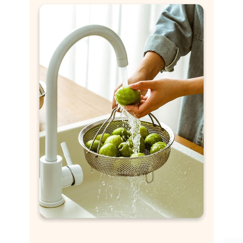 Cesta de vapor de acero inoxidable para olla arrocera en varios tamaños con patrón de agujeros densos y mango ergonómico para elevación segura (extragrande)