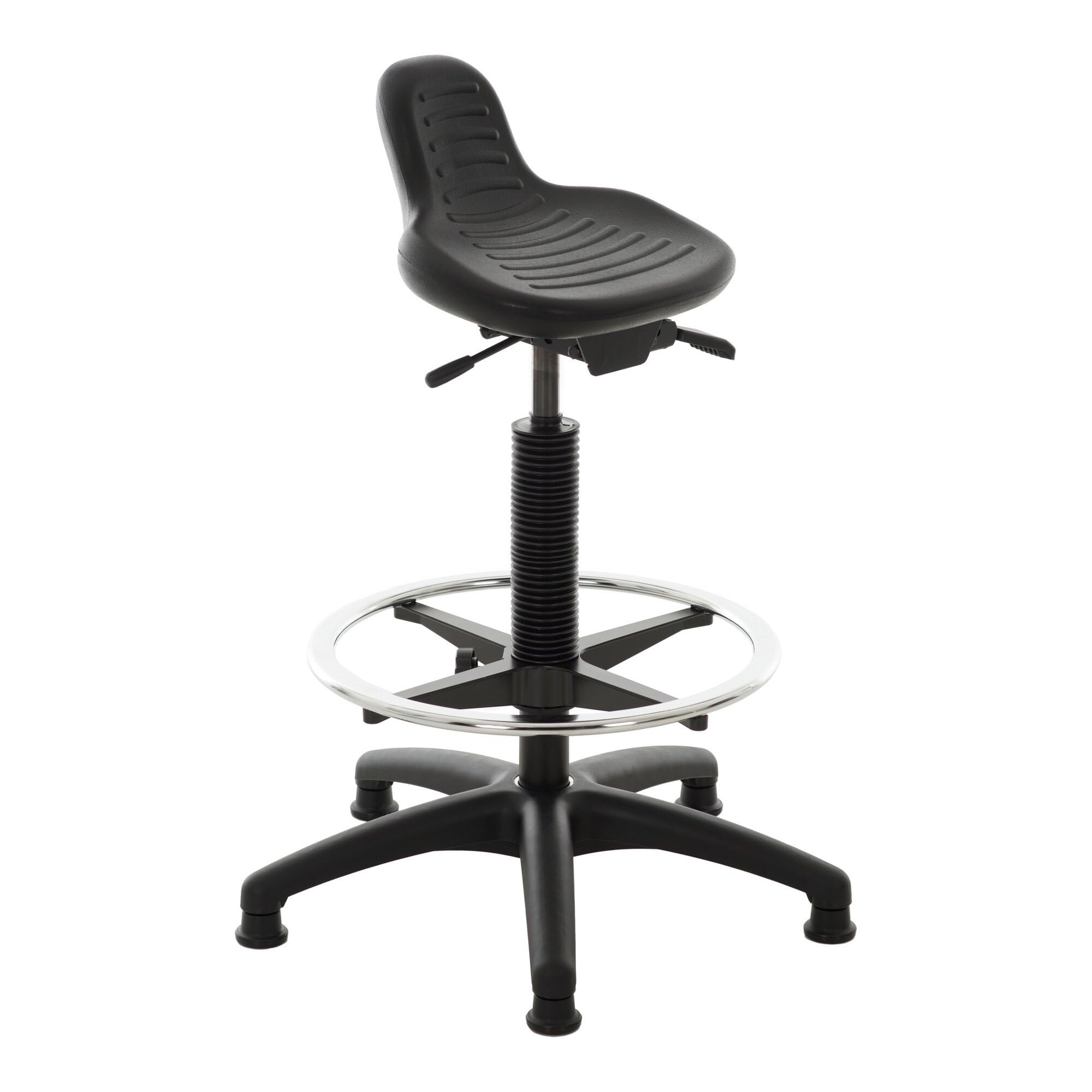 STIER Stehhilfe mit Gleitern und Fußring Sitzhöhe 640-890 mm PU-Sitz mit Griffmulde