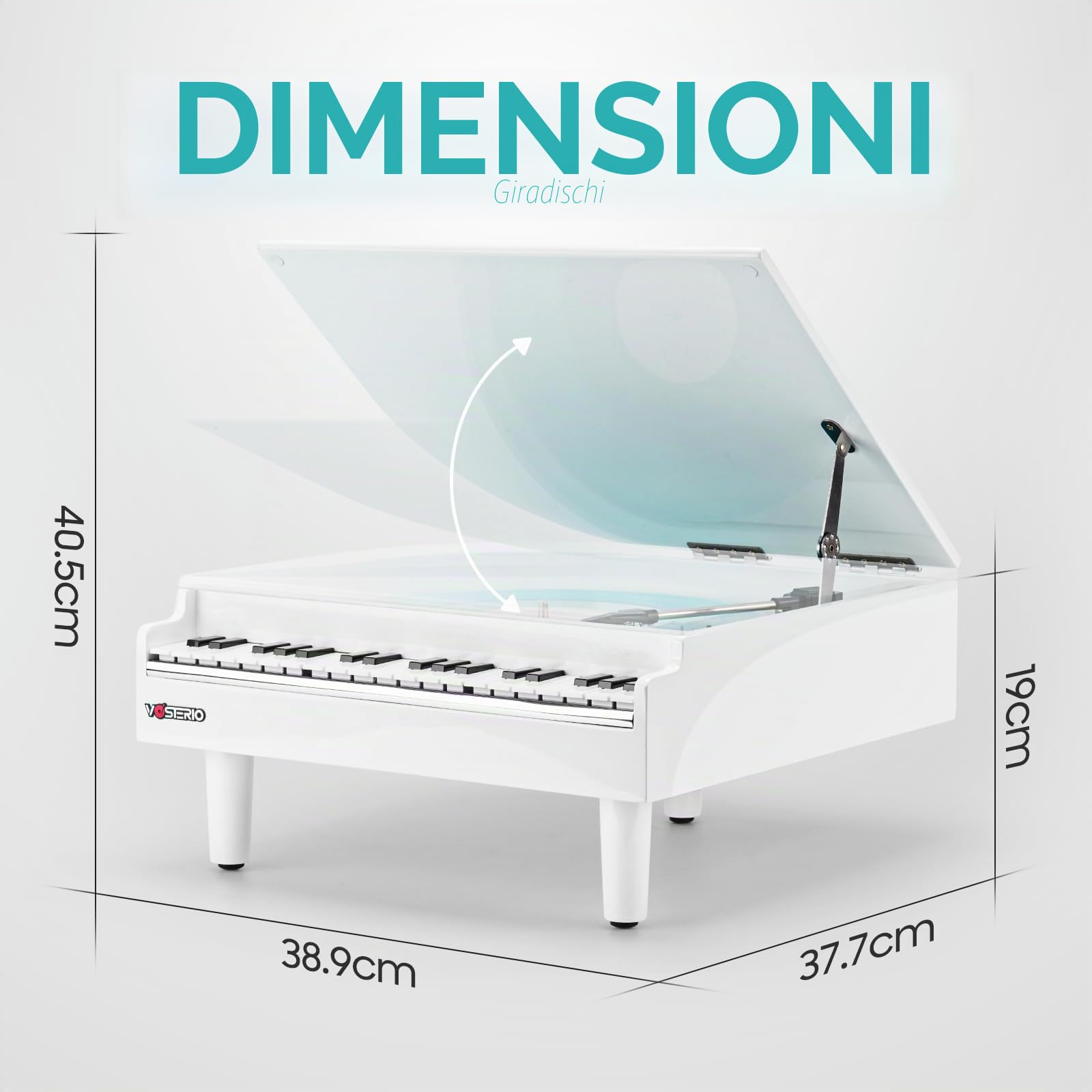 Vosterio Giradischi in vinile, 3 marce, con altoparlanti stereo integrati, giradischi con funzione di ricezione Bluetooth e uscita Bluetooth, lettore USB, vinile a MP3, bianco