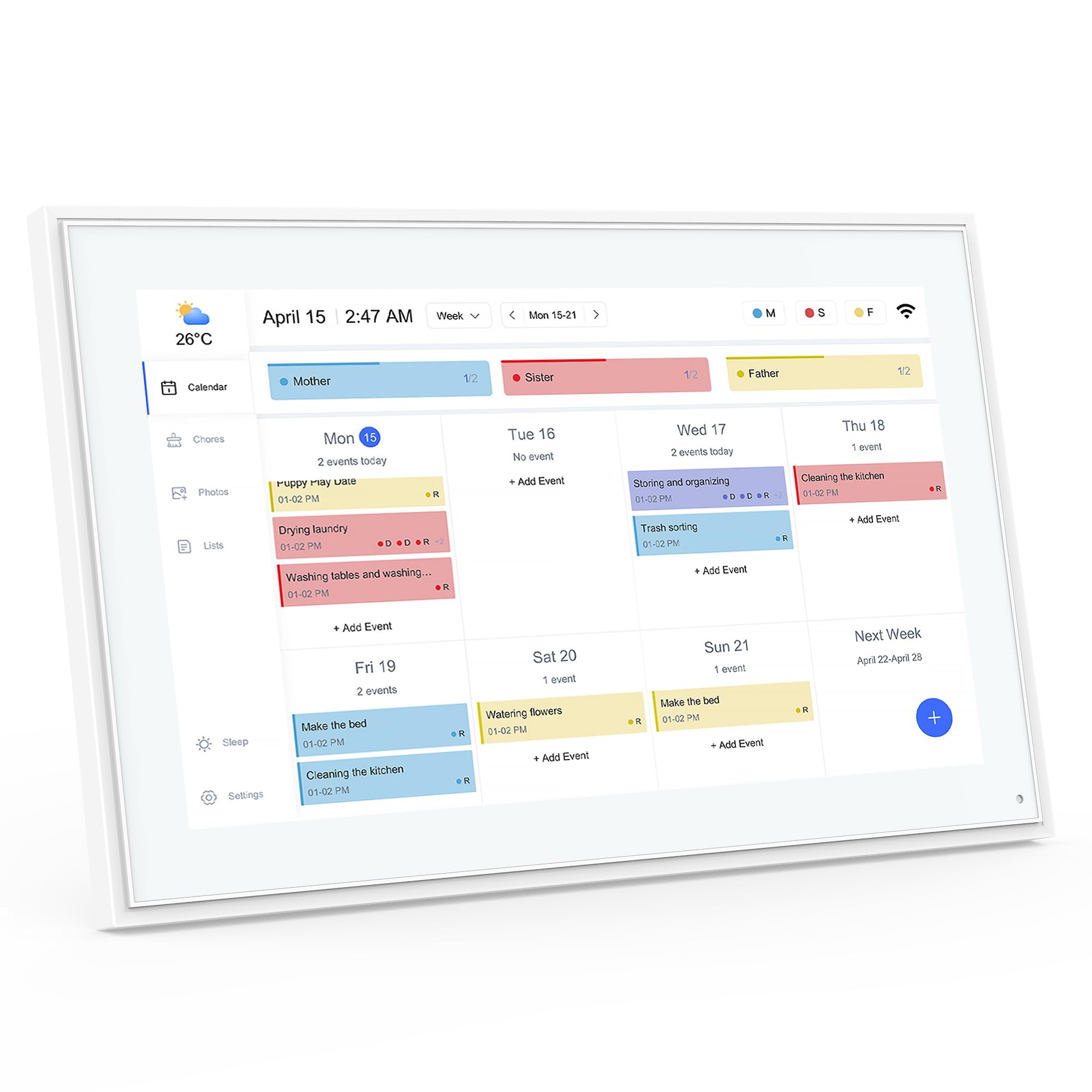 32GB Digital Picture frame 15.6 Inch, Large Digital Photo Frame with 1920*1080 IPS Touchscreen, Smart Photo Pairing, Auto-Rotate, Wall Mountable, Motion Sensor, Share via Email, PC and App
