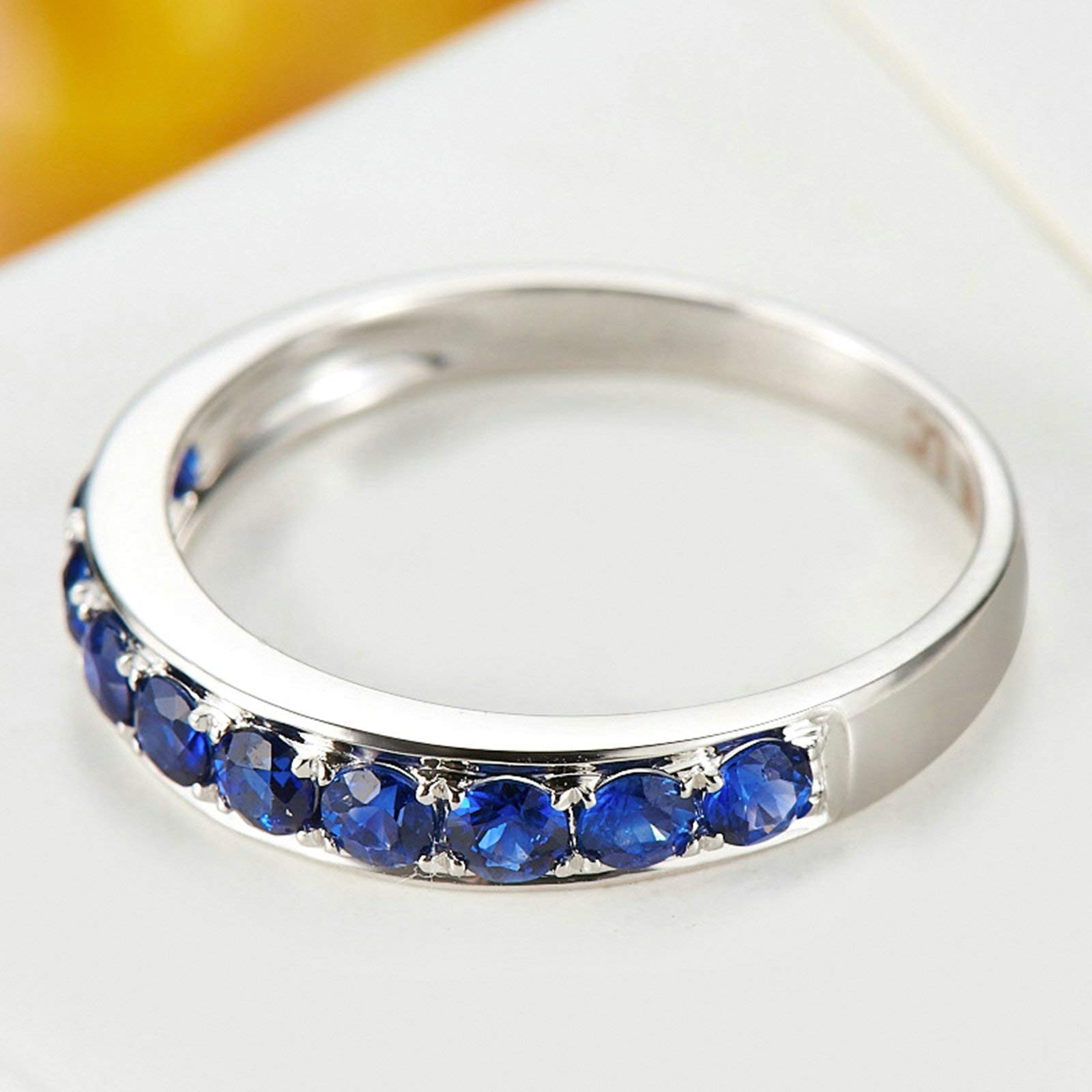 Beydodo Pierścionki ślubne złoto 18 K niebieski szafir 0,8 ct pierścionki zaręczynowe dla kobiet e 18 karatów (750) białe złoto, 53 (16,9), colore: białe złoto, cod. TLLWGZ454