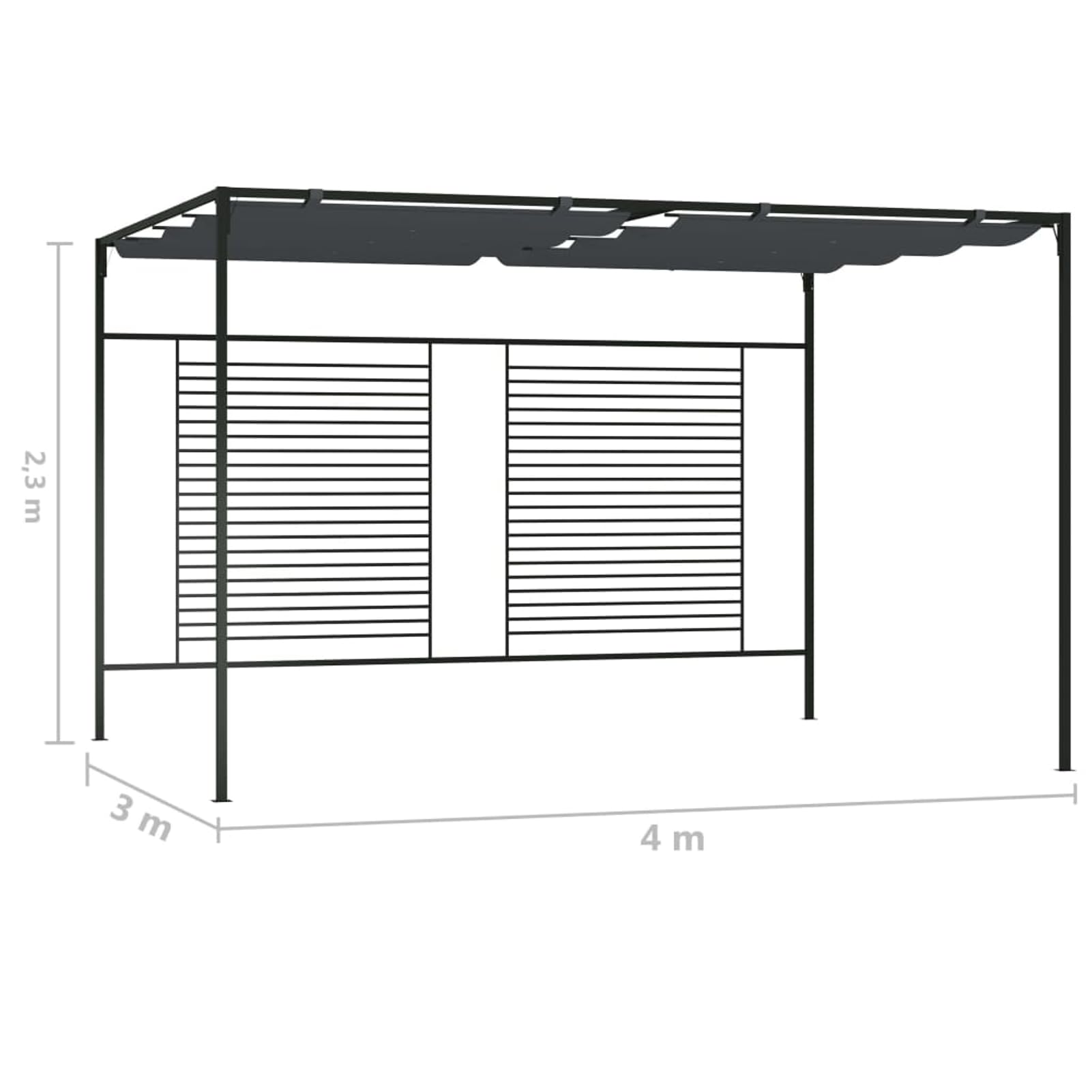 Tidyard Gazebo con Tetto Retrattile, per Eventi all'Aperto Barbecue Picnic Feste Familiari 4x3x2,3 m in Tessuto Poliestere 180 g/m² e Struttura in Ferro