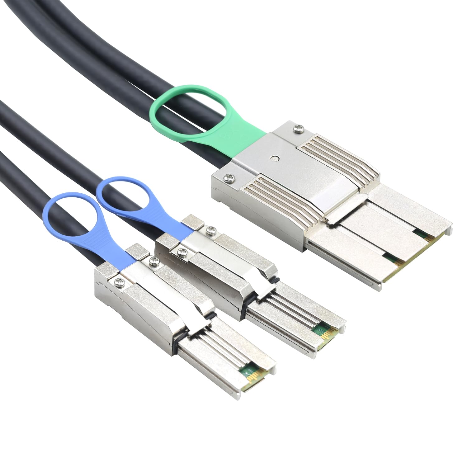 Câble d'assemblages actifs en alliage de zinc Dual Express iPass Mini SAS HD SFF-8088 8 x 68P haute vitesse I/O mâle vers 2 x SFF-8088 26P mâles