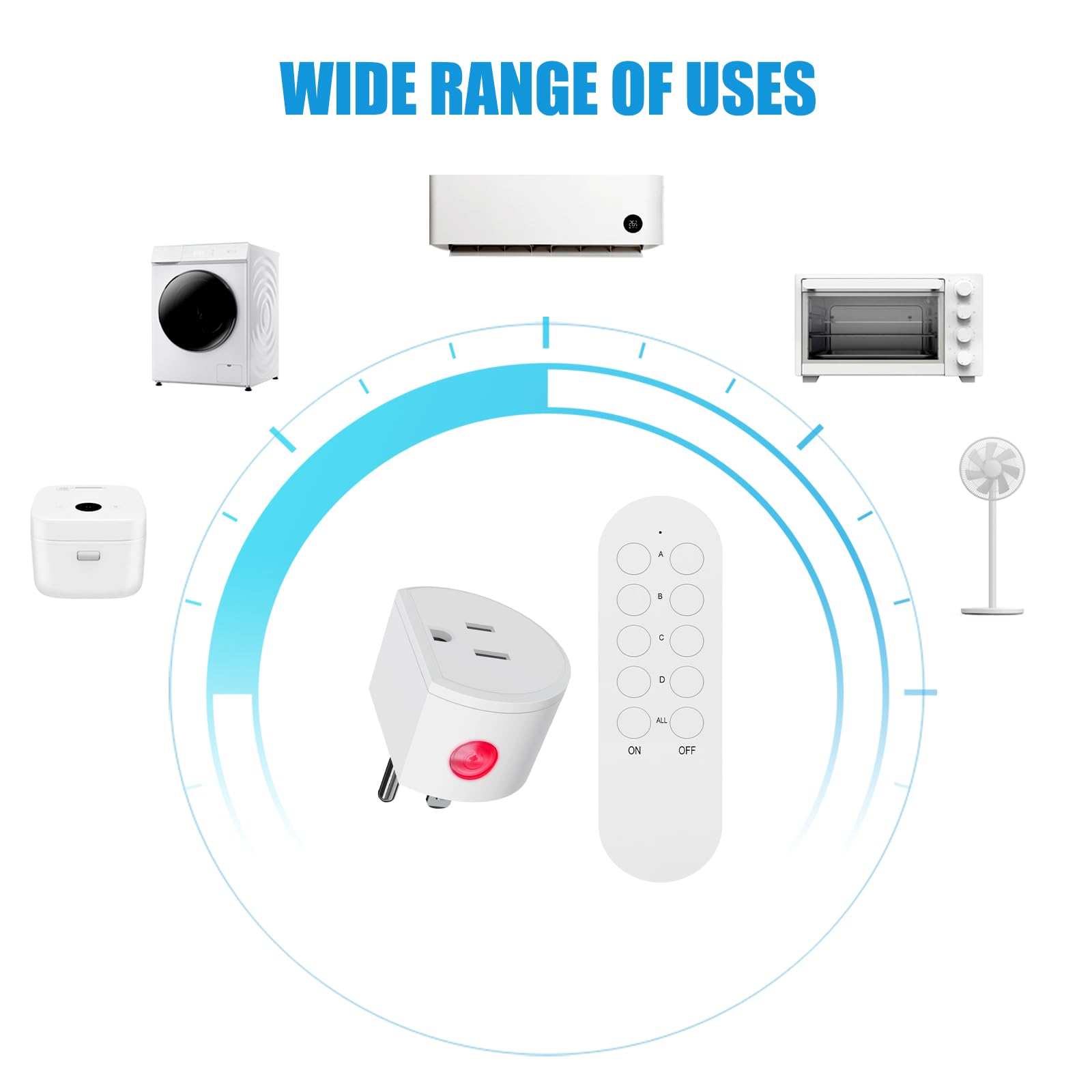 SURNICE Remote Control Outlet 10A Wireless Light Switch for Household Appliances 130 FT Range Smart Plug with Remote — view 5