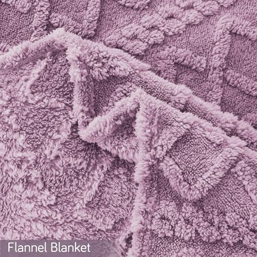 Image of HOKIPO Fleece AC Blanket Double Bed Queen, 200X230 Cm / 6.5X7.5 Feet, Lilac (AR-5743-VLT)