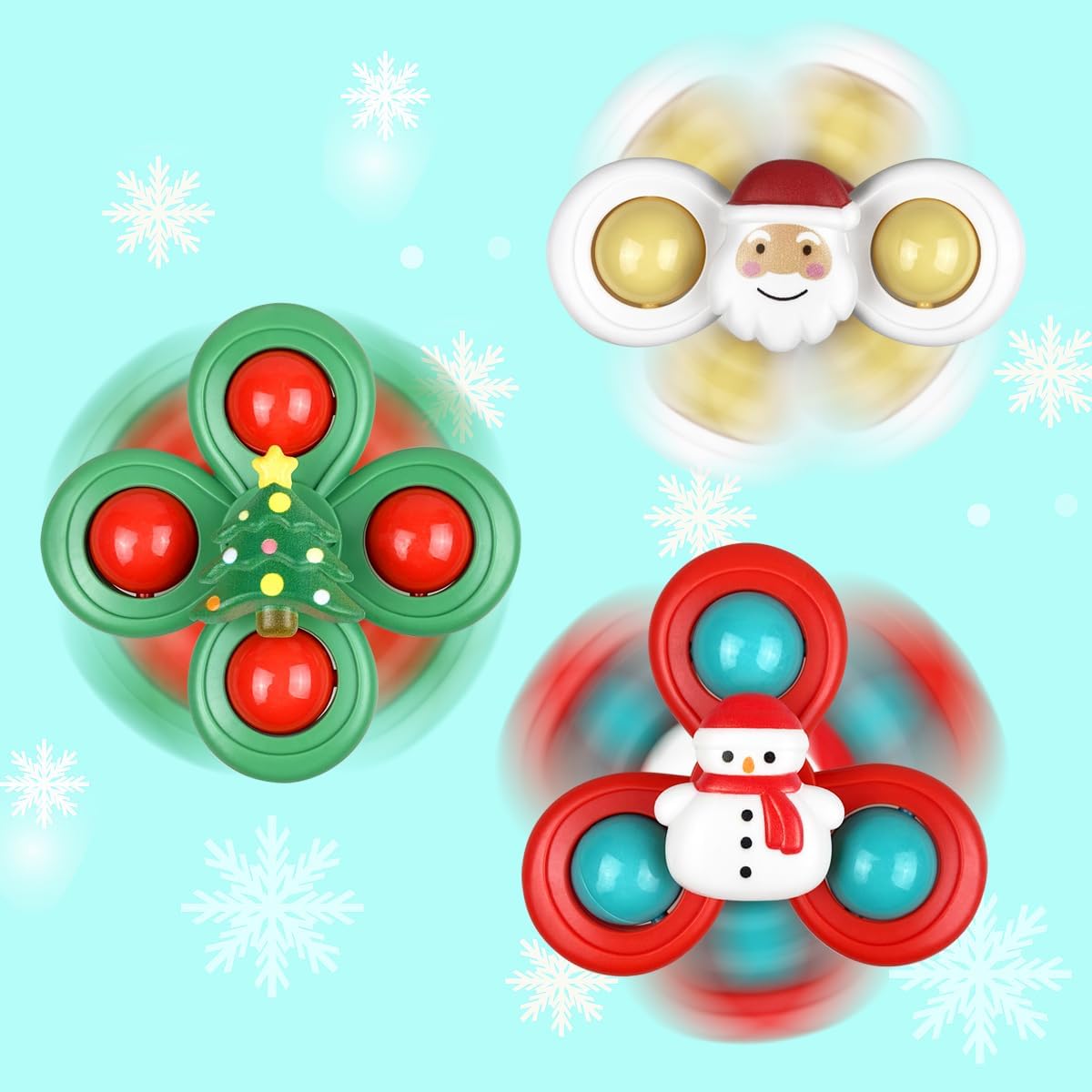 Jofan 3 Pack Christmas Suction Cup Toys for Toddlers Kids Christmas Stocking Stuffers Gifts