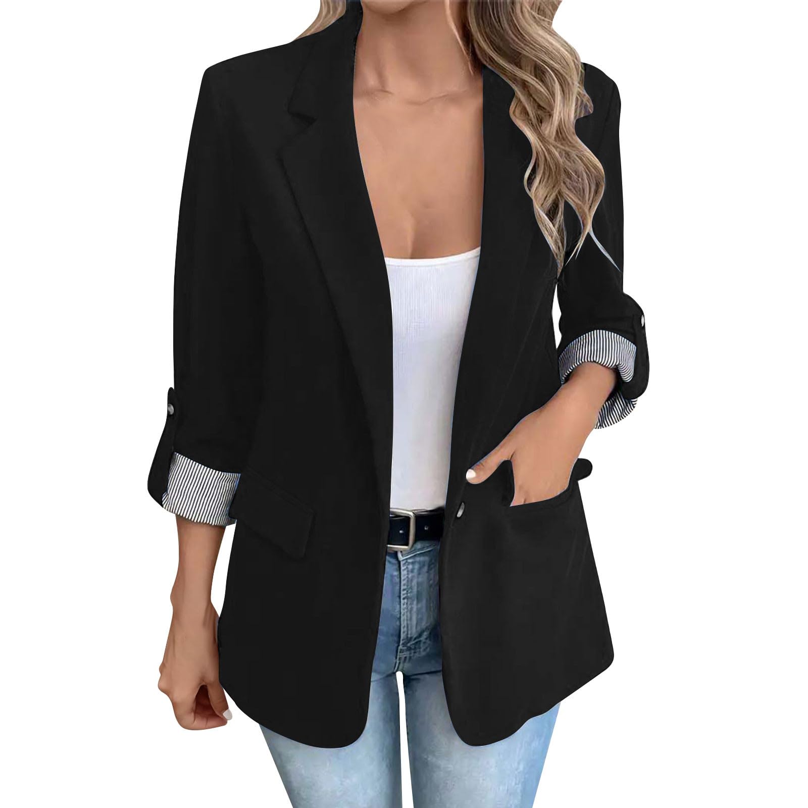 Blazers for Women Business Casual Long Sleeve Lapel Open Front Suit Jacket Business Work Blazer with Pockets