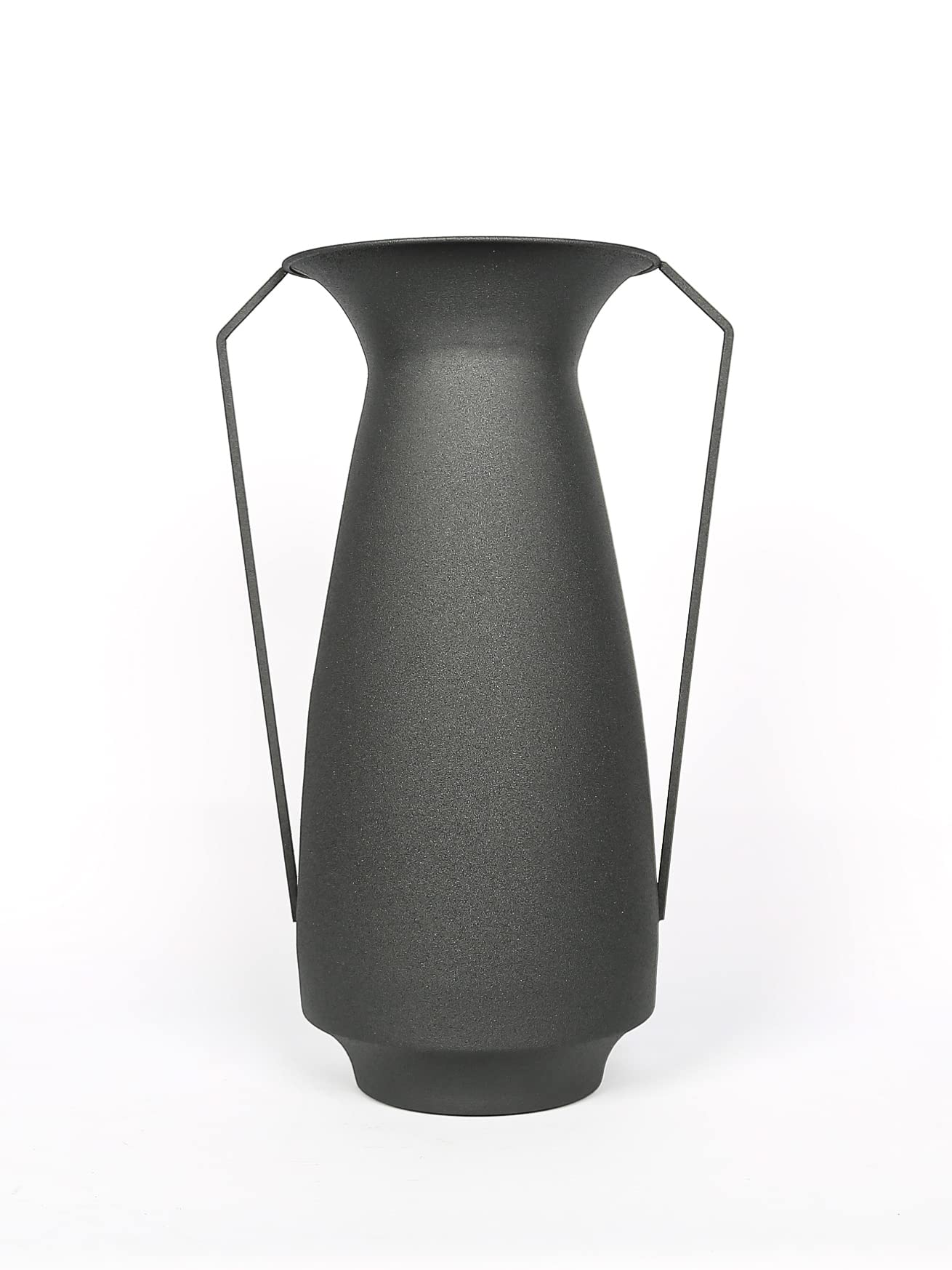 Black Modern Decorative Textured Roman Vases, Metal Powder Coated Finish, Vase With Handle - For Home Decor, Living Room, Bedroom Or Conservatory.