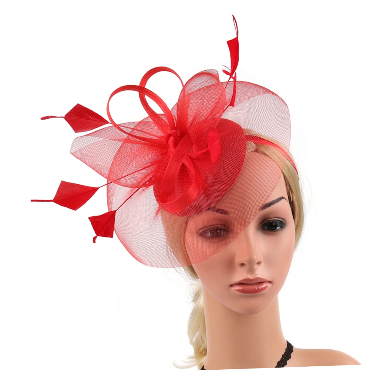 FRCOLOR 4pezzi Fascinator Hat Rete con Fiore di Piume per Cerimonie e Matrimoni Cappello da Tea Party Elegante e Romantico per Donne Accessorio per Eventi e Cosplay