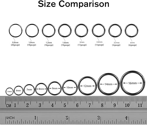 Miniatura 3 de AROWRO - Aro de acero quirúrgico y circonita cúbica con bisagras, calibre 20G, 18G, 16G, 14G, 12G, 10G, 8G de 1564, 516, 2564 y 1532 pulgadas para