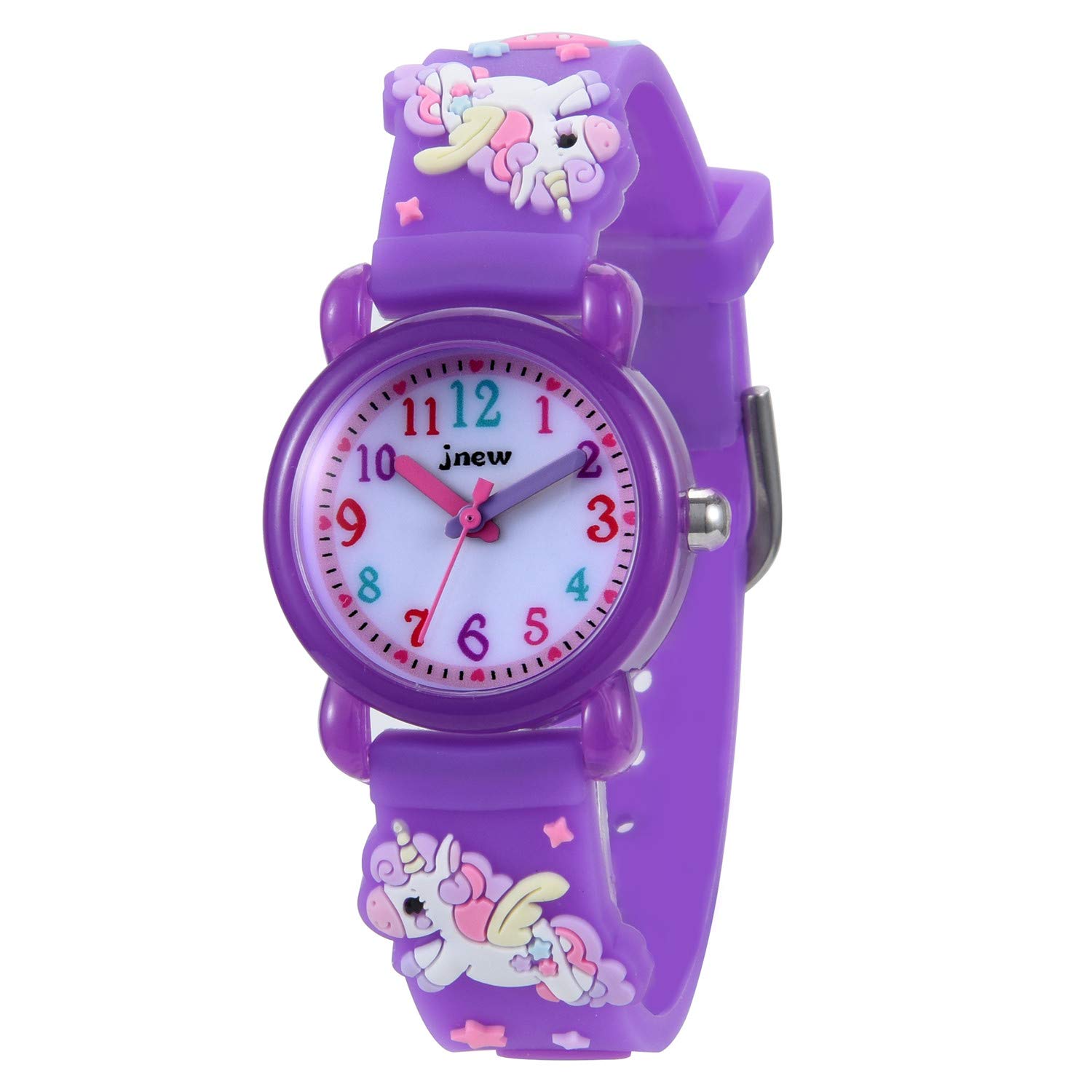 KZKR Wristwatches for Kids Unicorn Gifts for 3-12 Year Old Girls Kids Purple Watch Toys 3D Lovely Cartoon Waterproof Silicone Teacher Watch Easy Read Learn The Time Christmas Gift