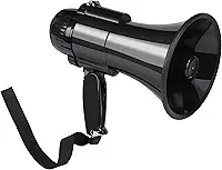 Megafone Portátil de 30 Watts, Voz, Sirene/Alarme e Gravação 240S com Controle de Volume e Alça (Preto e Vermelho)