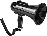 Megafone Portátil de 30 Watts, Voz, Sirene/Alarme e Gravação 240S com Controle de Volume e Alça (Preto e Vermelho)