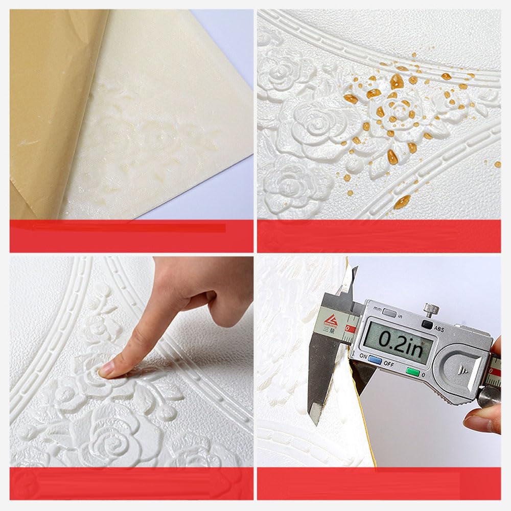 Odklej i naklej tapetę płytki 70 cm x 70 cm sztuczna tapeta 3D szara samoprzylepna zdejmowana ściana papier kontaktowy odporny na zachlapanie sypialnia, I, 70 x 70 cali / 4 szt