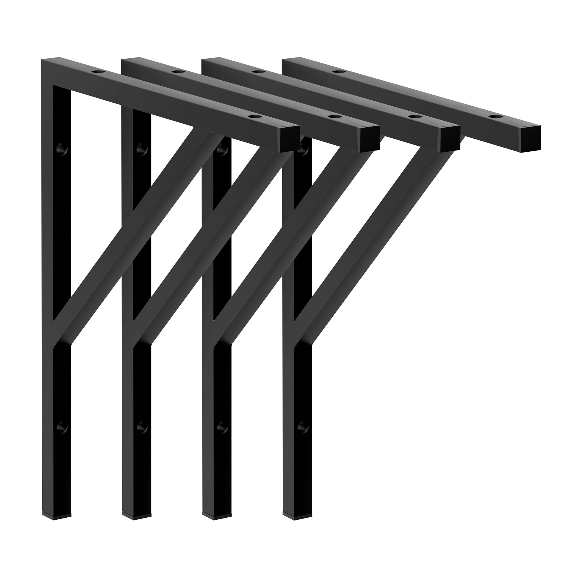 Wandhalterung L-förmig, Stahl, Schwarz 4 Stuck - 530 x 450 mm | pulverbeschichteter Stahl, Regale, Tische, Schreibtische, Arbeitsplatten, modern, Anleitung inklusive