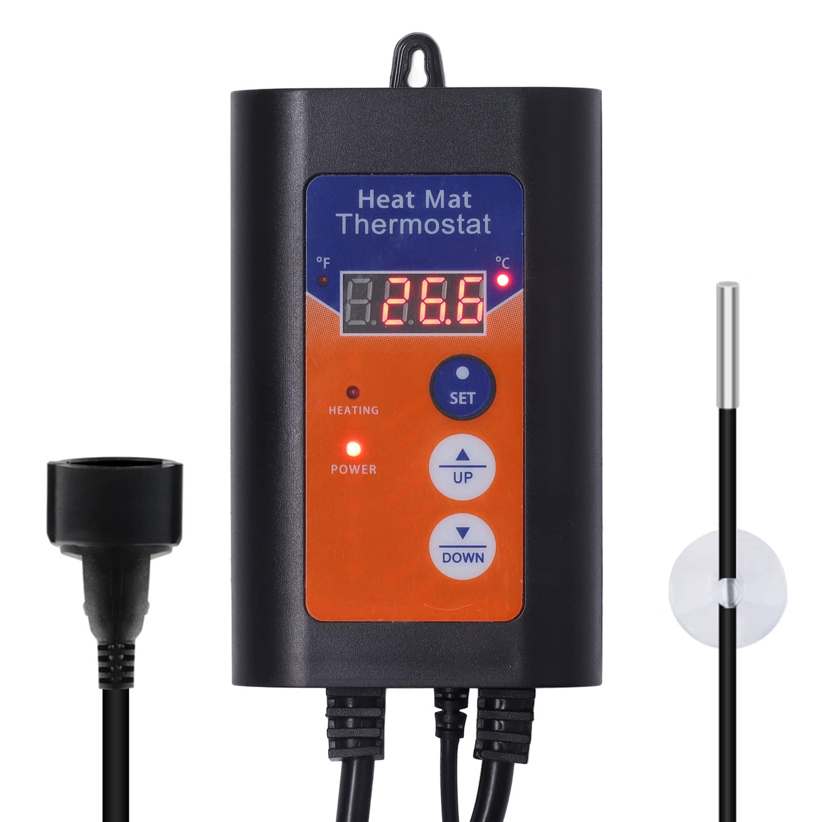 Cyfrowy termostat maty grzewczej, LED 1000W Fahrenheita Celsjusza Cyfrowy regulator temperatury przełączany mata ciepła sadzonki do kiełkowania nasion(#2)
