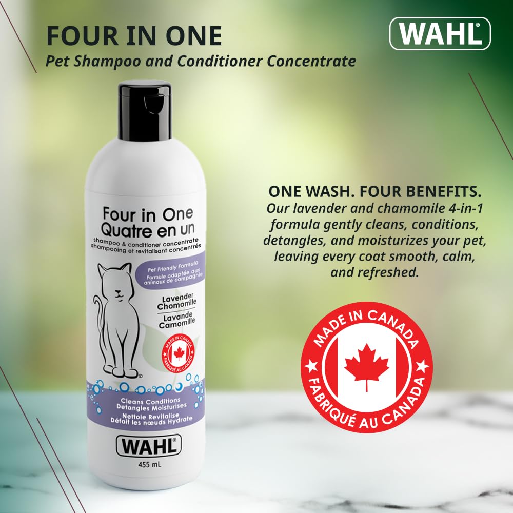 Wahl Four in One Cat Shampoo & Conditioner Concentrate - 455 ml