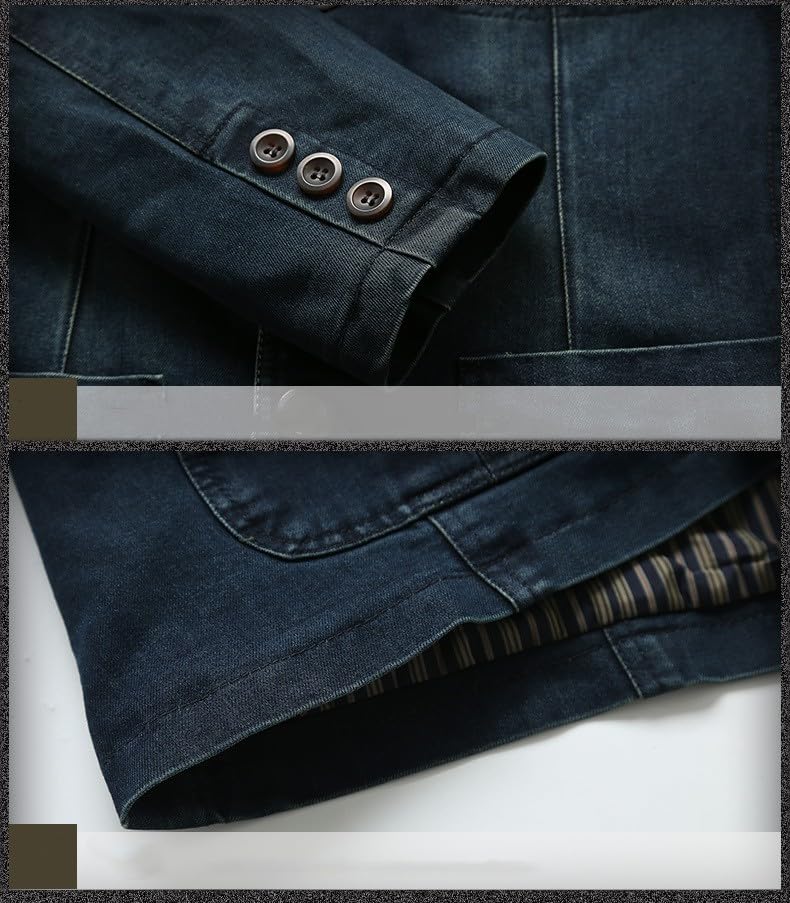 Blazer Da Uomo,Blazer In Denim Da Uomo Vestibilità Regolare, Casual, Business, Da Lavoro, 3 Bottoni, Retrò, Classico, Vestibilità Su Misura, Giacca Multitasche, Comoda Giacca Sportiva Da Indossar