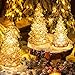 KI Store Lighted Glass Christmas Tree Figurine with Timer Set of 3 Mercury Glass Christmas Decoration Battery Operated for Centerpieces Window Tabletop Mantel