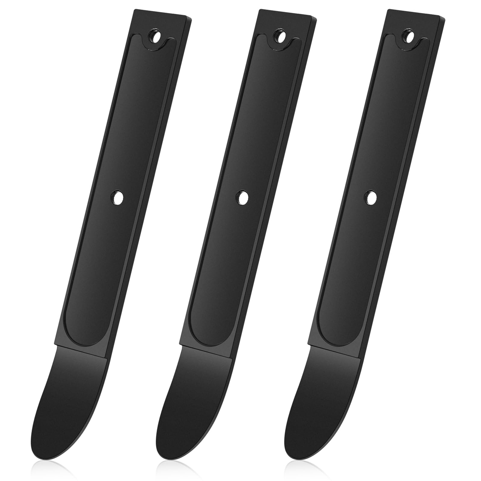 Therwen 3 Pcs 4140 Steel Trim Removal Tool Metal Pry Tool Automotive Pocket Pry Bar for Auto Planes to Remove Trim Interior and Exterior Parts (Black)