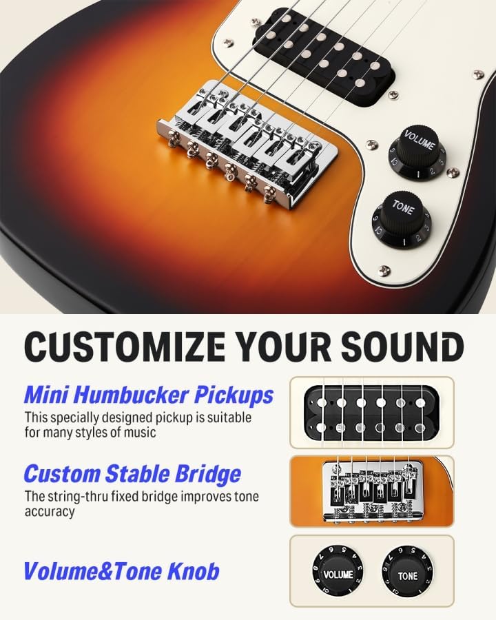 Miniatura 3 de Donner DSJ-100S - Kit de guitarra eléctrica para niños de 30 pulgadas, para principiantes, pequeña guitarra eléctrica de estilo TC, en paquete de