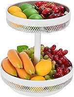 Vista 7 de IBERG Cesta de frutas de 2 niveles – Frutero de malla desmontable para encimera de cocina – Soporte de cesta de metal para frutas, verduras, pan