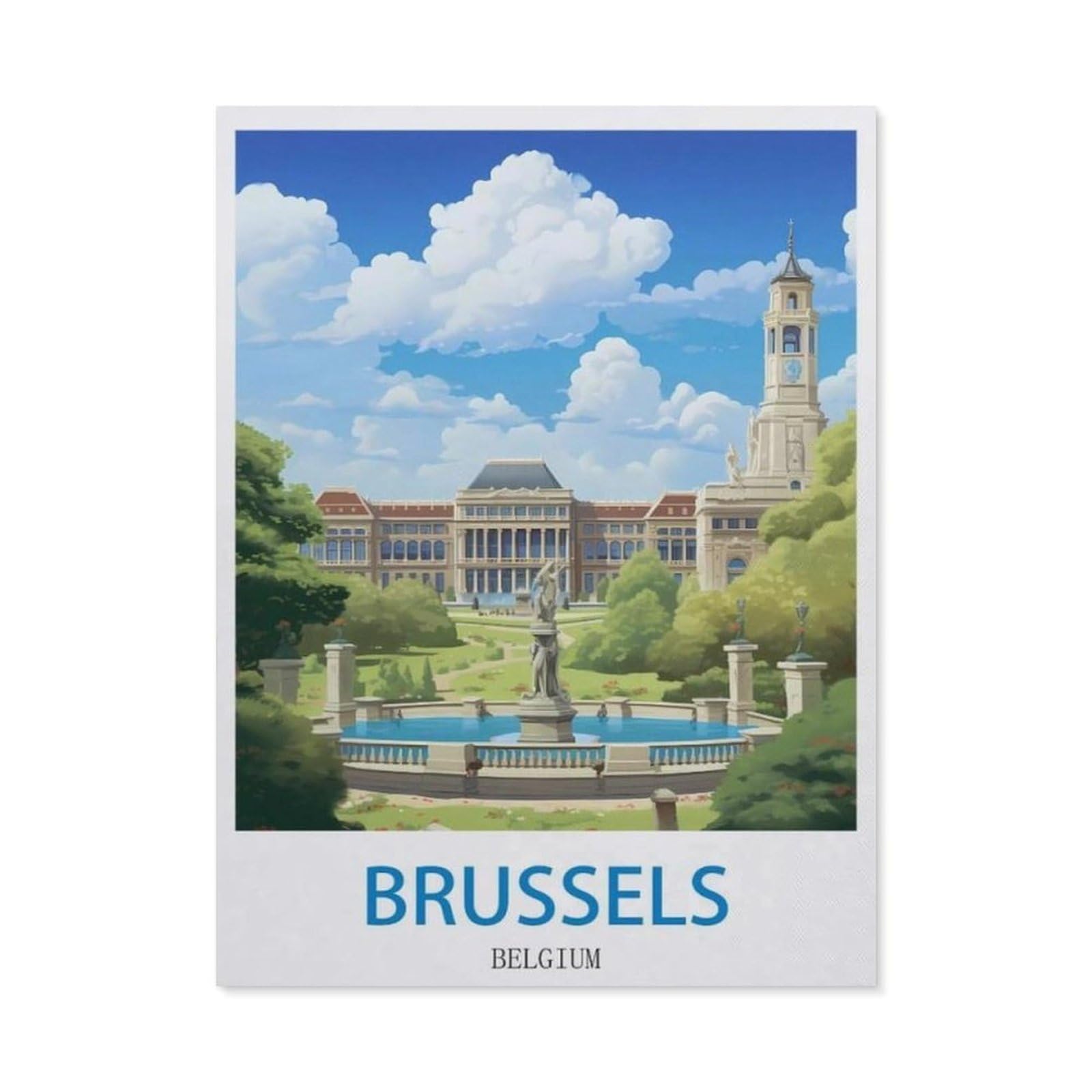 BEAYODKP 5D DIY Diamond Painting Kit，Brussels Belgium，Crystal Mosaic Full Drill Round Diamond Painting Embroidery Accessories（50 x 60 cm/19.68 x 23.62 inches）-CO31