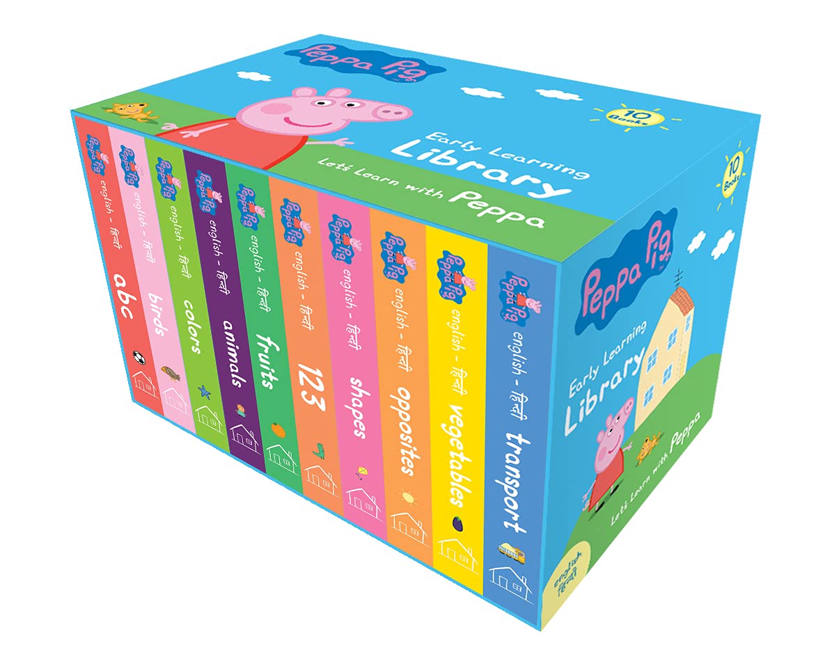Peppa Pig Early Learning Library (English-Hindi): Boxset of 10 Board Books for Children 1