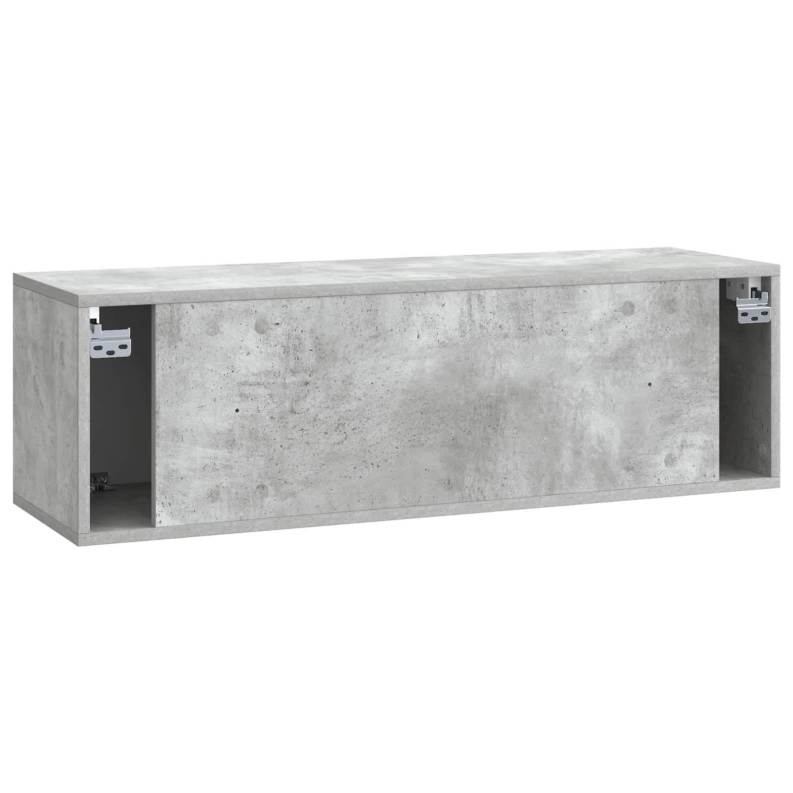 Wandmontierter TV-Schrank Betongrau 98 x 31 x 30 cm Lowboard Schwebend aus Holzwerkstoff Modernes TV-Board Hängeboard mit 2 Türen für Wohnzimmer Media Center Fernsehtisch