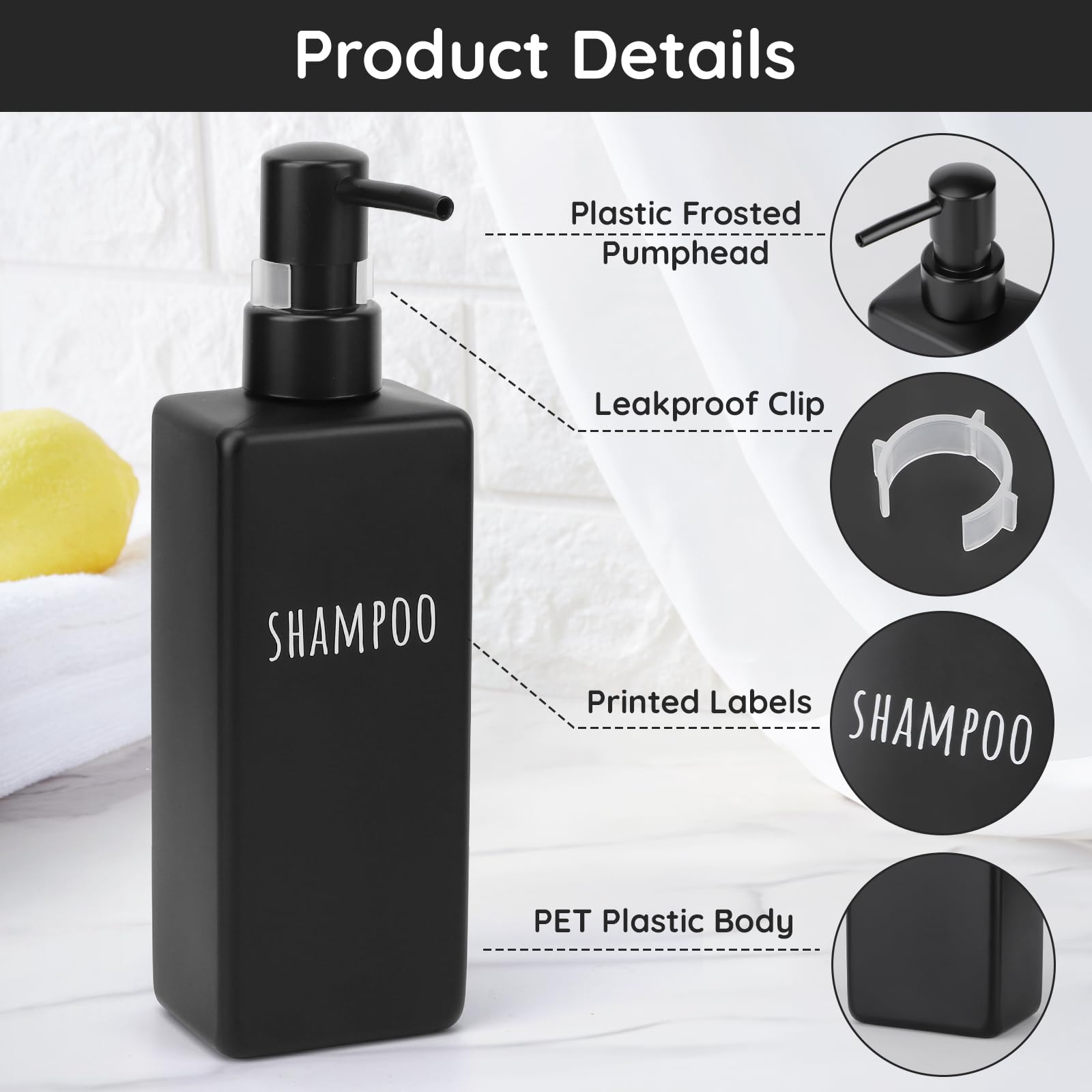 Segbeauty Dispenser Sapone Schiuma, 1 Pezzi 300ml Dispenser Shampoo e Bagnoschiuma, Dispenser Sapone Plastica, Dispenser Doccia Vuoto, Erogatore Liquido con Grande Testa Della Pompa