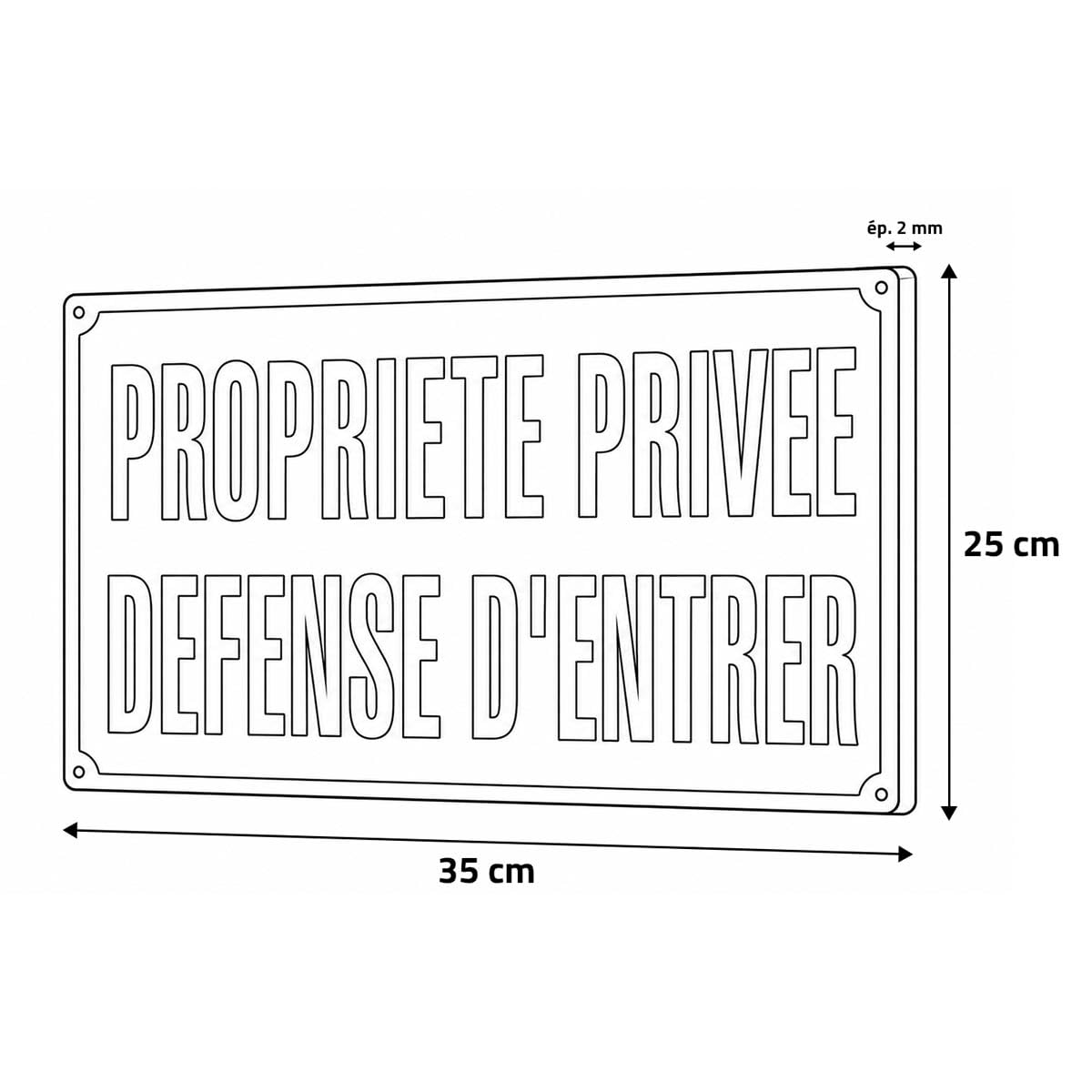 Lot de 5 Panneaux PROPRIETE PRIVEE DEFENSE D'ENTRER Alu 35 x 25cm
