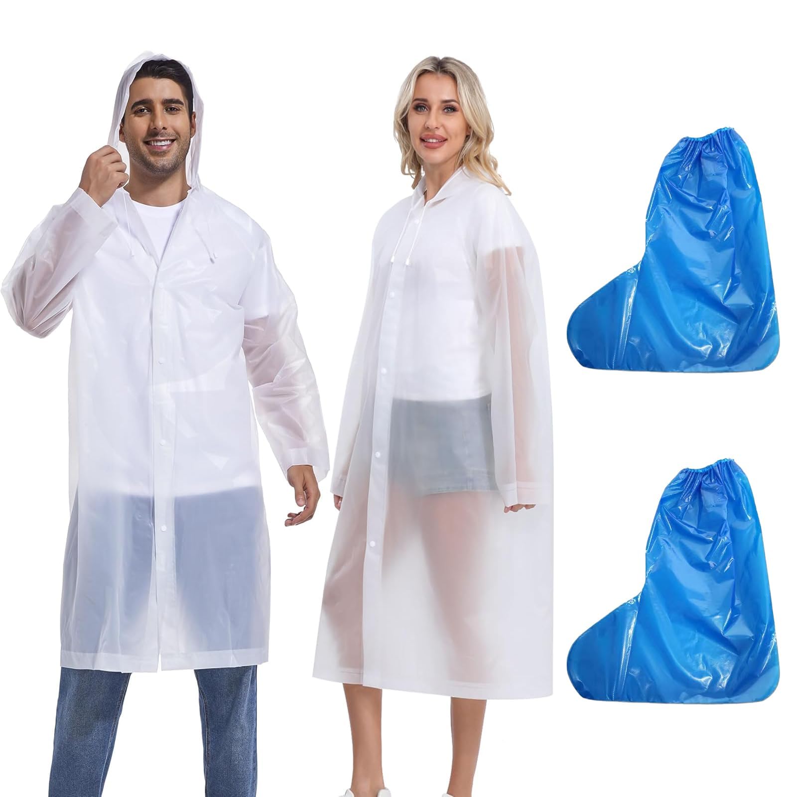 4 Stück Rain Poncho, Festival Regenponcho, Regencape Durchsichtig, Regenponcho Durchsichtig, Für Wandern Camping Radfahren Reisen, 2 Stück Damen Herren Wasserdicht