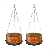 KIT Conjunto 2 Vasos Pendurar Samambaia N3 Completo Prato Corrente Fibra Coco N03 Xaxim Nutriplan