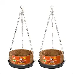 KIT Conjunto 2 Vasos Pendurar Samambaia N3 Completo Prato Corrente Fibra Coco N03 Xaxim Nutriplan